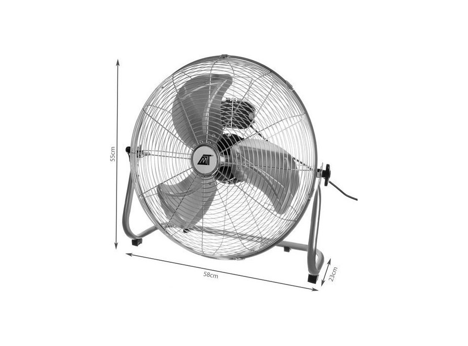 Podlahový ventilátor 55 cm - stříbrný