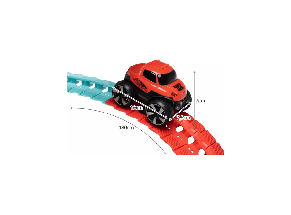 Flexibilní závodní autodráha - 194 prvků + auto