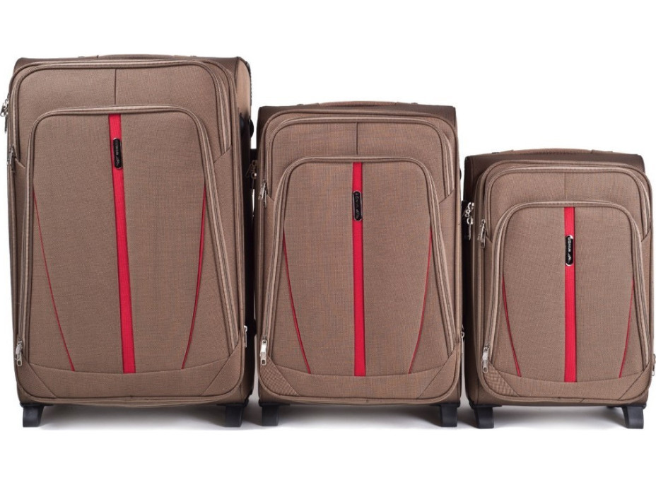 Moderní cestovní tašky STRIPE 2 - set S+M+L - světle hnědé
