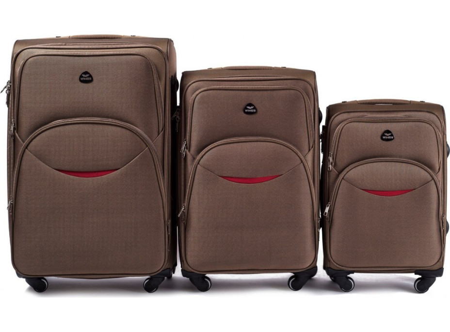 Moderní cestovní tašky SMILE - set S+M+L - hnědé