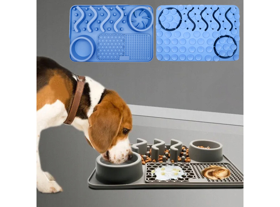 Krmící podložka pro psy Slow Food - 30x20 cm - modrá