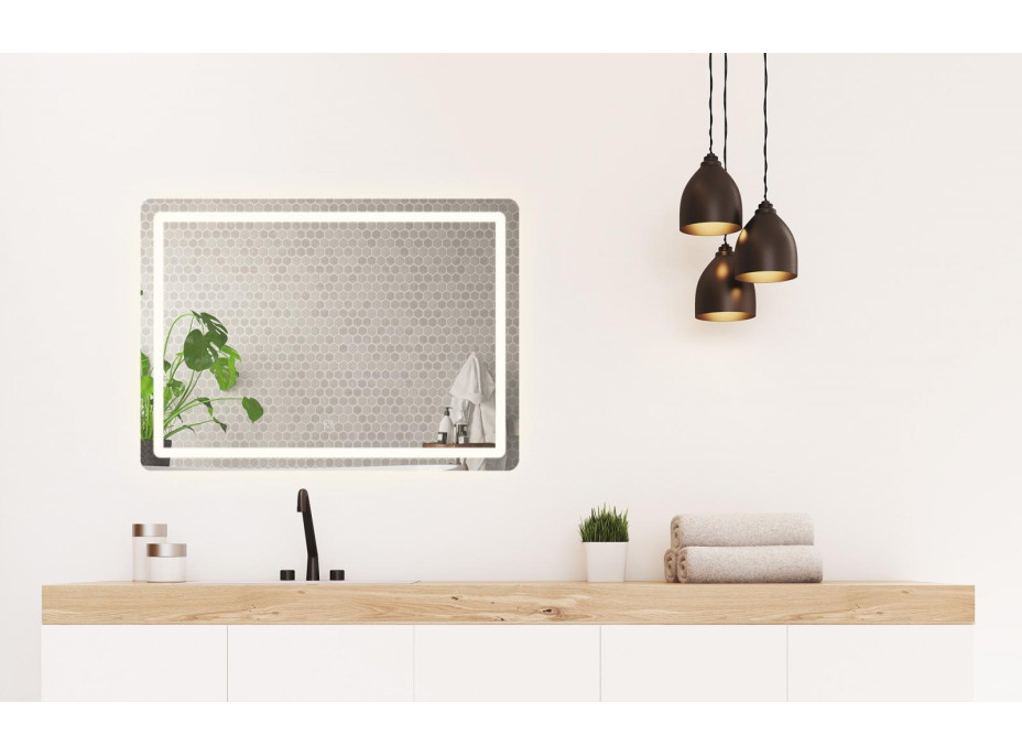 Obdélníkové zrcadlo REA ANGULAR 80x60 cm - s LED podsvícením