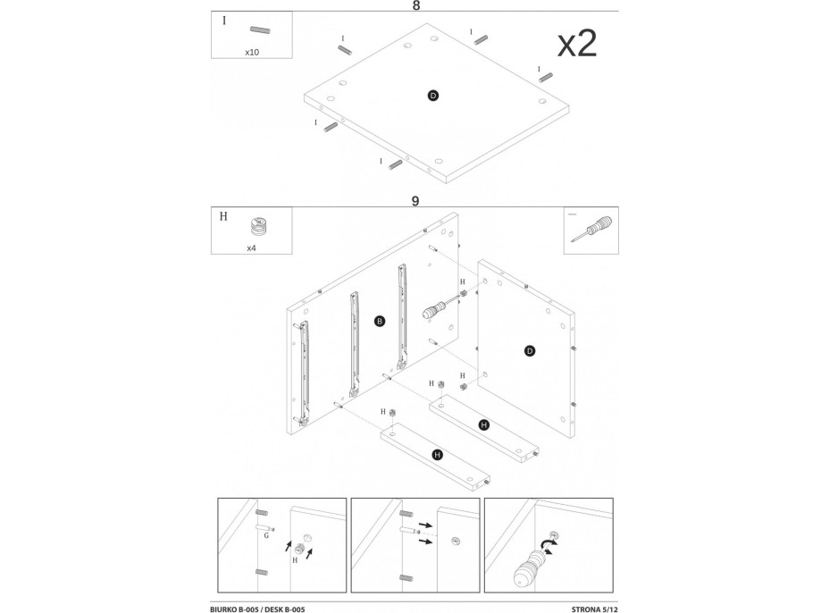 Psací stůl GATE se šuplíky - antracitový/dub wotan