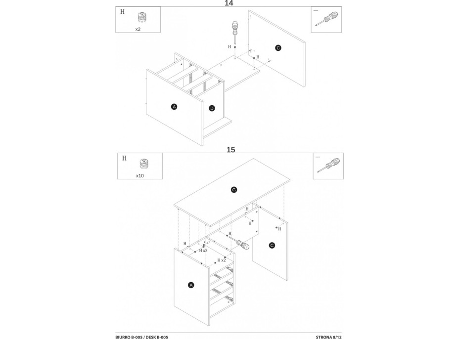 Psací stůl GATE se šuplíky - antracitový/dub wotan
