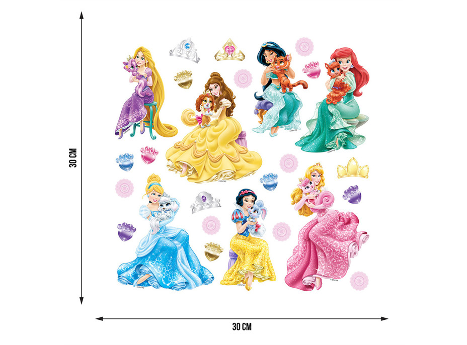 Dětská samolepka na zeď - DISNEY - Princezny a zvířátka - 30x30 cm