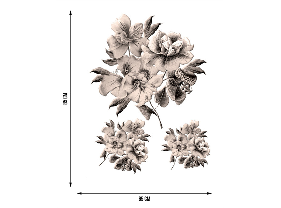 Moderní samolepka na zeď - Dekorativní kytice - 65x85 cm