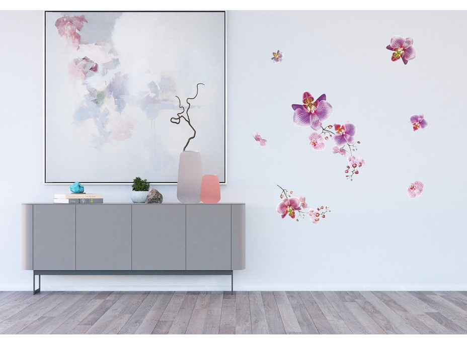 Moderní samolepka na zeď - Orchideje - 42,5x65 cm