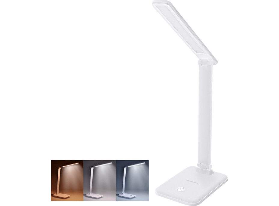 LED stolní lampička 10W, 490lm, změna CCT, stmívání, bílá