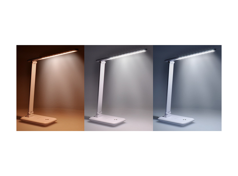 LED stolní lampička 10W, 490lm, změna CCT, stmívání, bílá