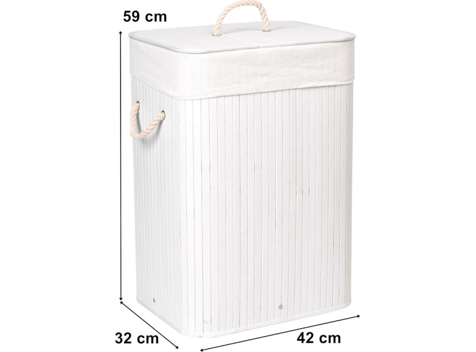 Bílý bambusový koš na prádlo 80 l