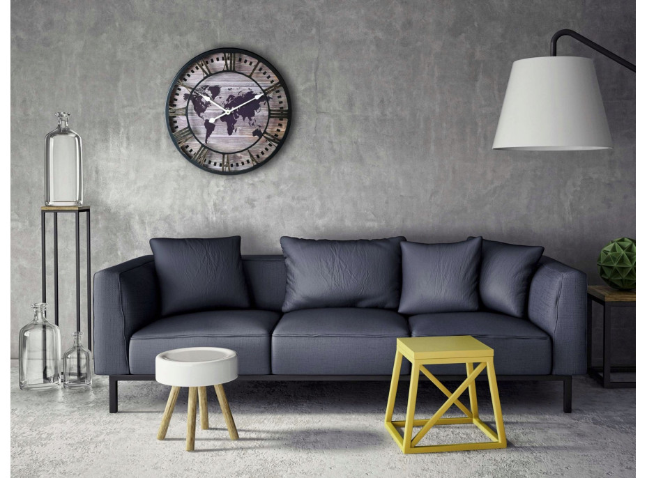 Nástěnné hodiny s mapou světa TORIL