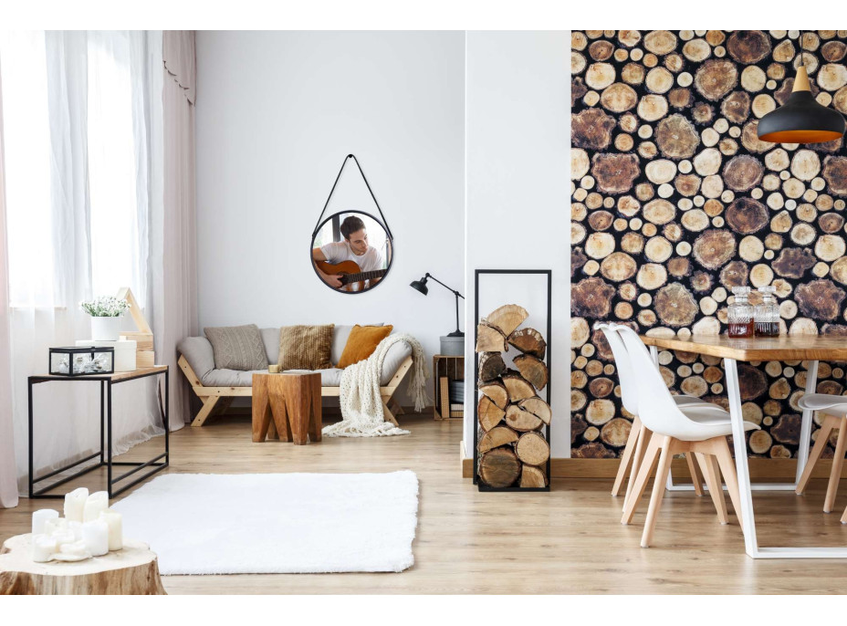 Černé závěsné kulaté zrcadlo MIRAGE 60 cm