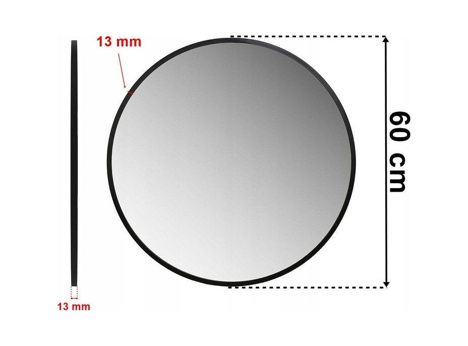 Černé nástěnné zrcadlo Sander 60 cm