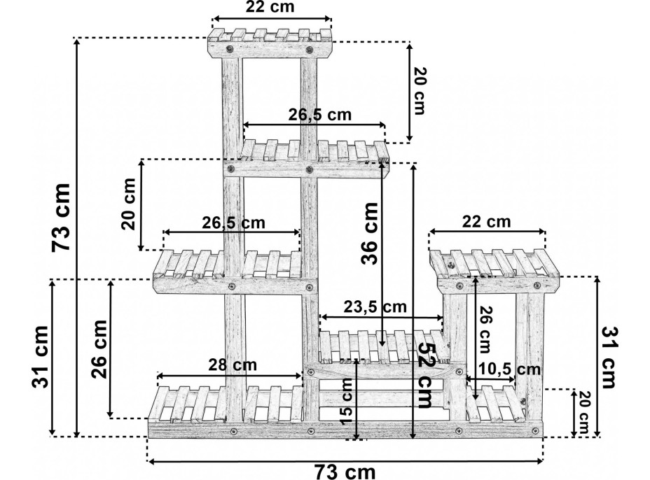 Hnědý dřevěný stojan na rostliny Manino