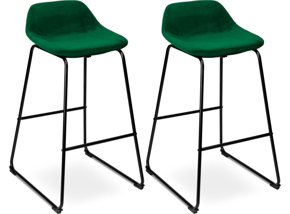 Tmavě zelená loftová barová židle SLIGO - 2 kusy