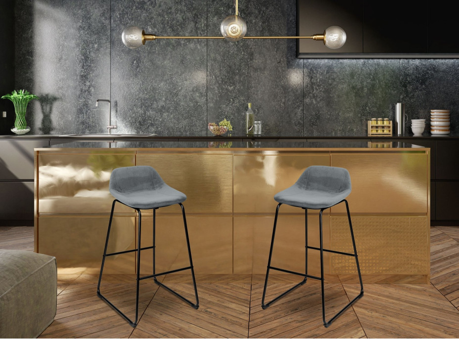 Šedá loftová barová židle SLIGO - 2 kusy