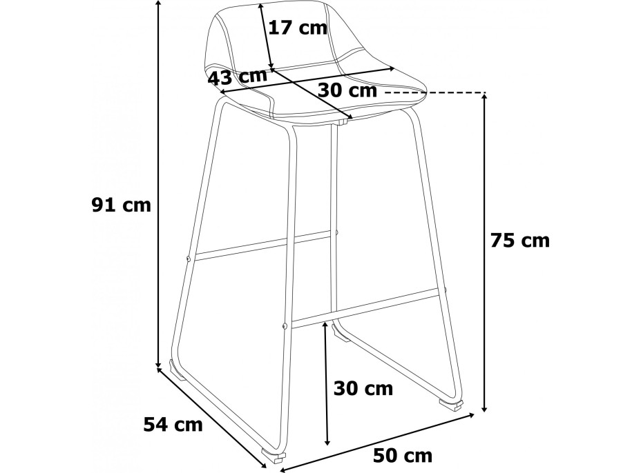 Šedá loftová barová židle SLIGO - 2 kusy