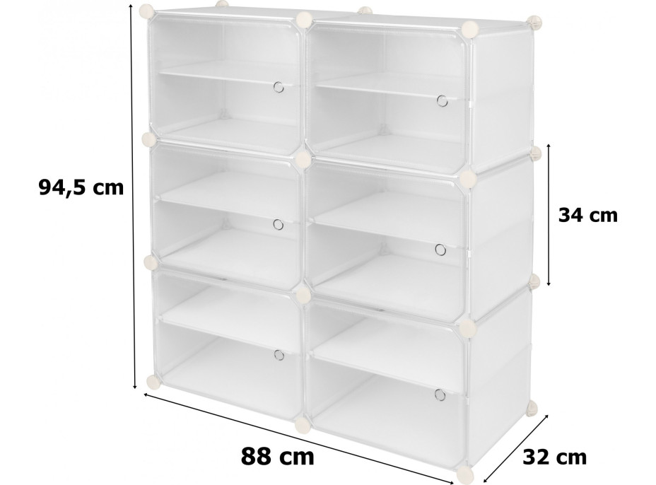 Bílý modulární botník PETRA 88 cm