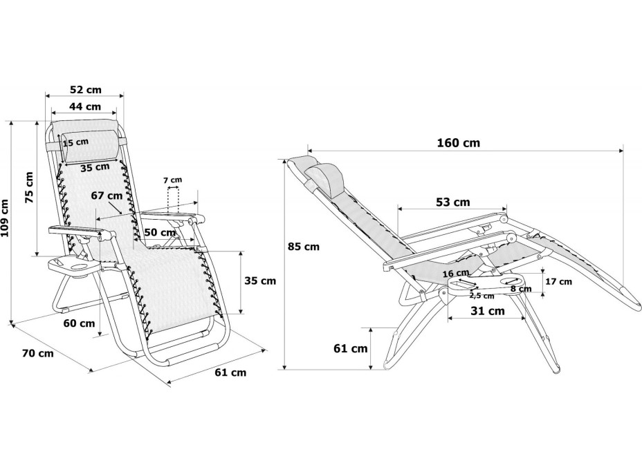 Béžové zahradní polohovací lehátko Orion
