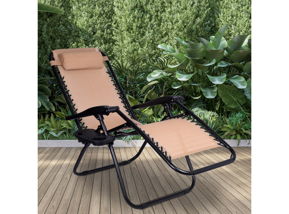 Béžové zahradní polohovací lehátko Orion