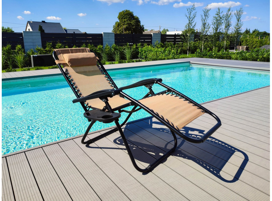 Béžové zahradní polohovací lehátko Orion