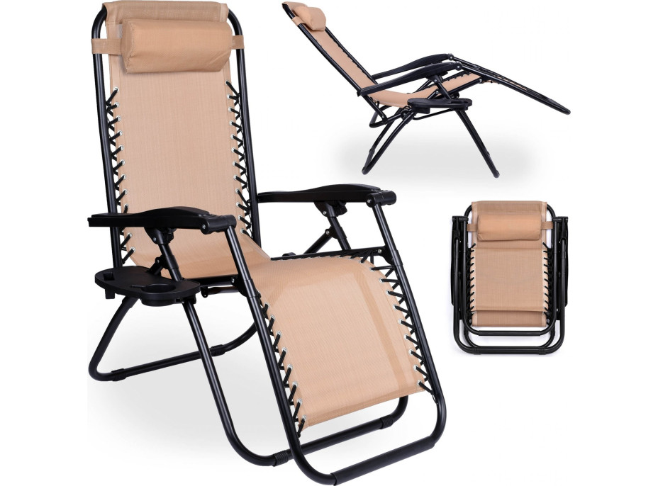 Béžové zahradní polohovací lehátko Orion