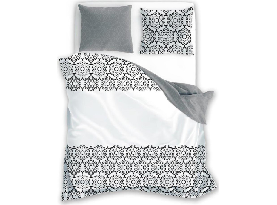 Bavlněné povlečení GLAMOUR - bílé/šedé - 180x200 cm