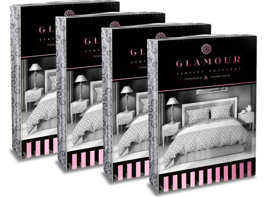 Bavlněné povlečení GLAMOUR - bílé/šedé - 180x200 cm