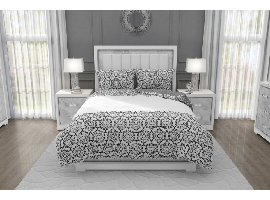 Bavlněné povlečení GLAMOUR - bílé/šedé - 180x200 cm