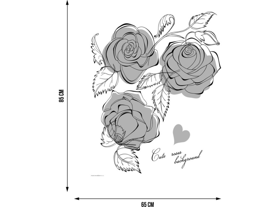 Moderní samolepka na zeď - Černo-bílé růže - 65x85 cm
