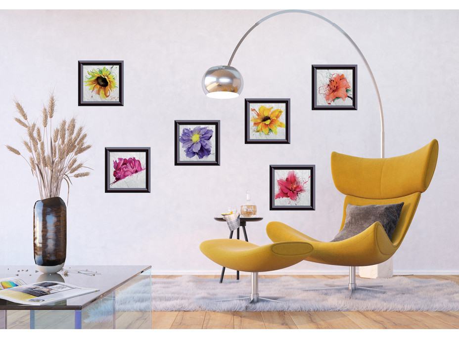 Moderní samolepka na zeď - Kolekce obrazů s květinami - 65x85 cm