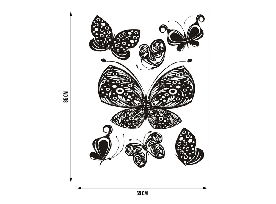 Moderní samolepka na zeď - Černí kreslení motýli - 65x85 cm