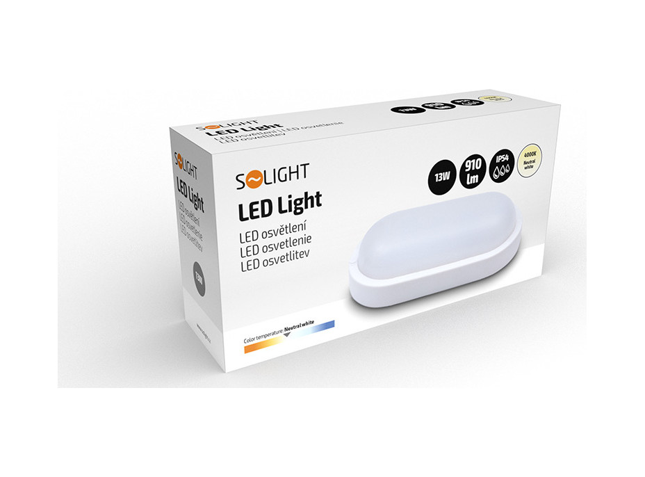 LED venkovní osvětlení oválné, 13W, 910lm, 4000K, IP54, 21cm