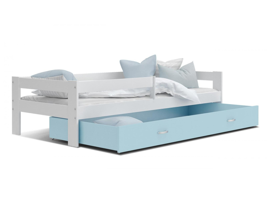Dětská postel se šuplíkem HUGO V - 190x80 cm - modro-bílá