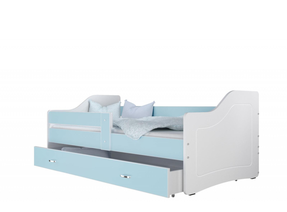 Dětská postel se šuplíkem SWEET - 140x80 cm - modro-bílá