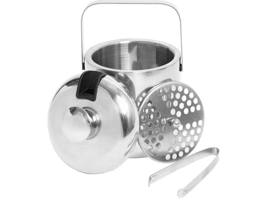 Stříbrný kbelík na led s kleštěmi 1,3l FACUNDO
