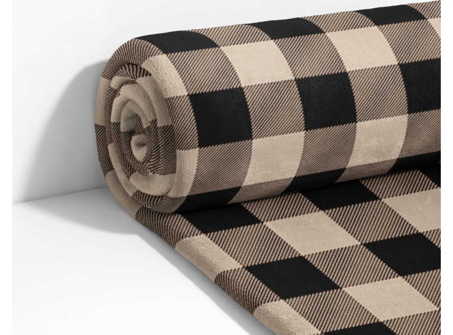 Deka přehoz RETRO Check 130x170 cm - béžová/černá