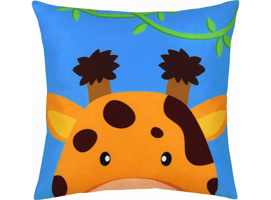 Polštář SAFARI VELVET Žirafa 40x40 cm - modrý