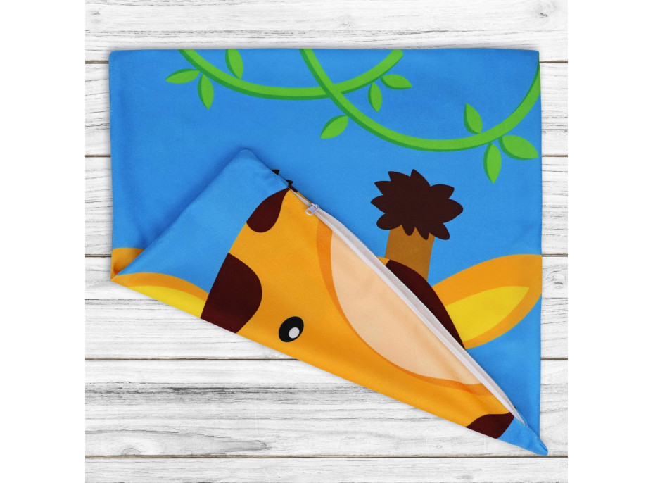 Polštář SAFARI VELVET Žirafa 40x40 cm - modrý