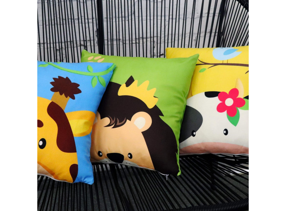 Polštář SAFARI VELVET Žirafa 40x40 cm - modrý