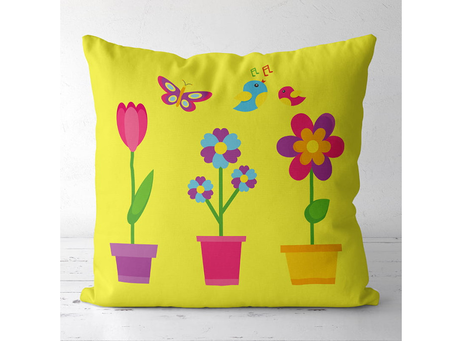 Povlak na polštář MAXIME Velvet 40x40 cm - Květiny - žlutý