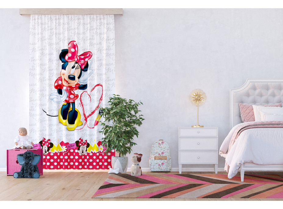 Dětský závěs DISNEY - Minnie s rtěnkou - 140x245 cm
