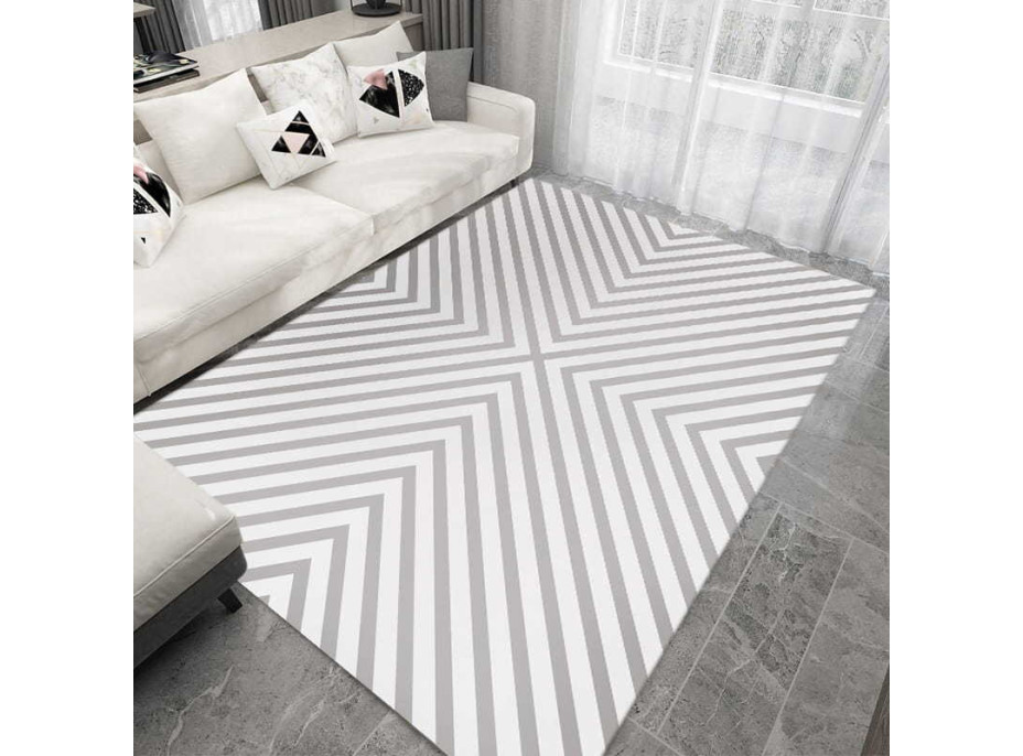 Pěnový koberec FUSION Geometric 120x160 cm - bílý/šedý