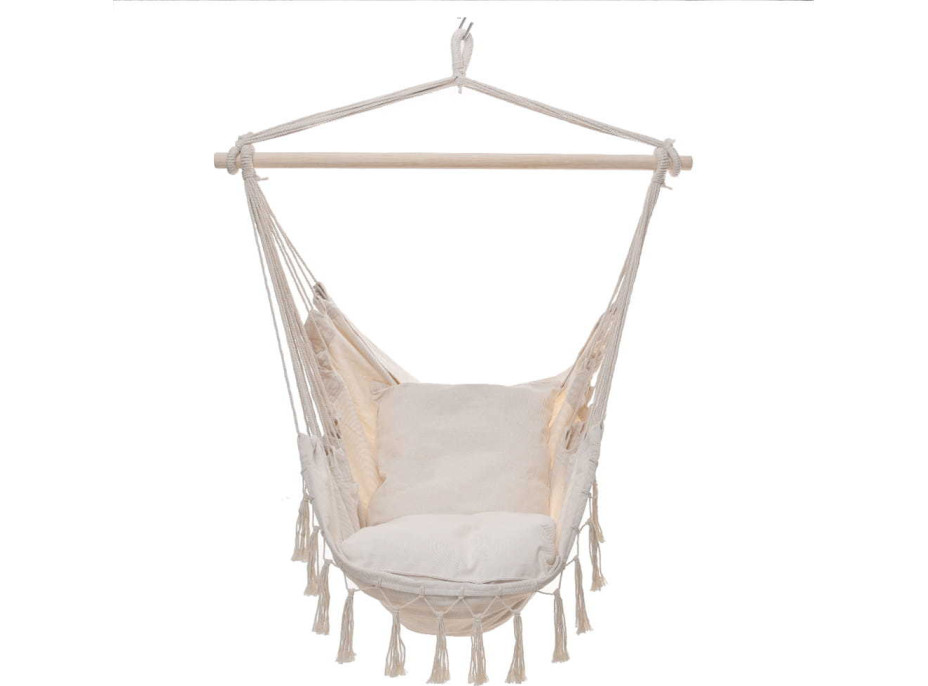 Závěsné houpací křeslo BOHO s polštáři - krémové