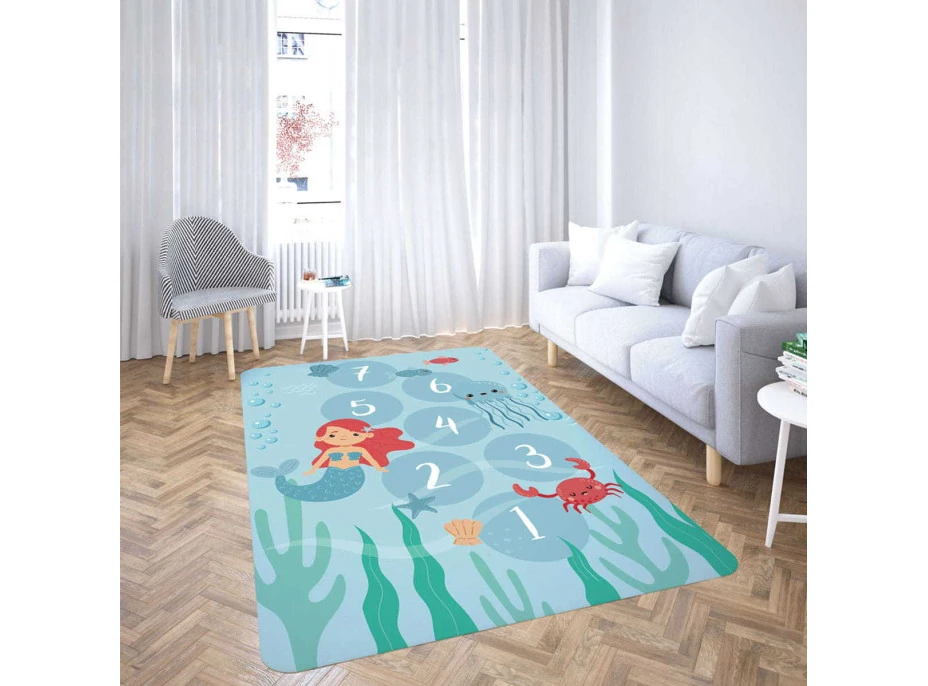Dětský pěnový koberec OCEAN 100x150 cm - modrý