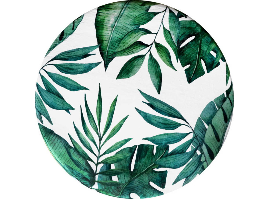 Pěnový kulatý koberec VIVA VERDE 90 cm - Zelené listy