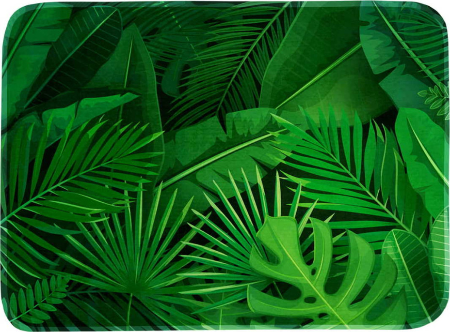 Pěnová koupelnová předložka EXOTICO VERDE 40x60 cm - zelené listy