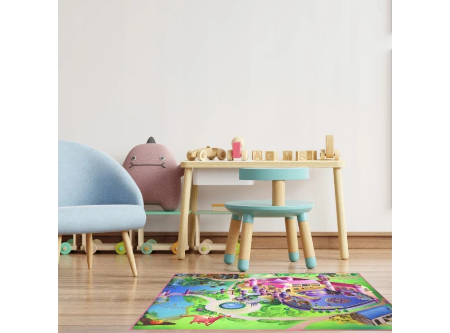 Dětský koberec LITTLE HIPPO - 112x75 cm - Zámek princezny