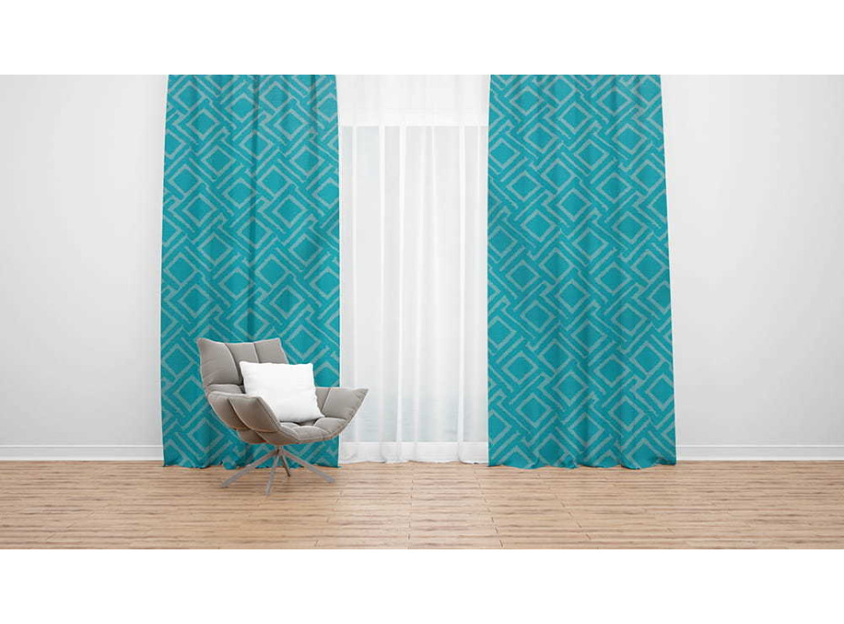 Designový závěs s řasící páskou JANE Premium 140x250 cm - tyrkysový