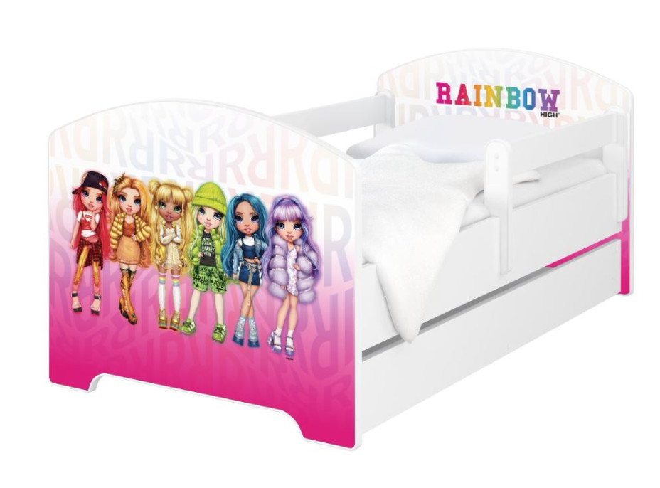 Dětská postel OSKAR - 180x80 cm - Rainbow High Friends - růžová